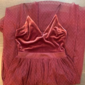 Express velvet burgundy red dress
